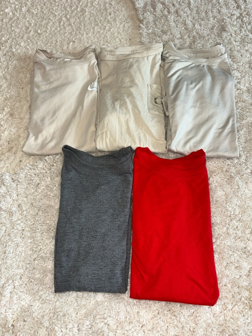 5 Boys Basic Short Sleeve Tee Shirts — Red, Gray & Neutrals
